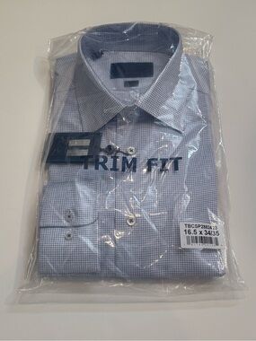 Trim Fit Light Blue Men's Dress Shirt 16.5 x 34/35